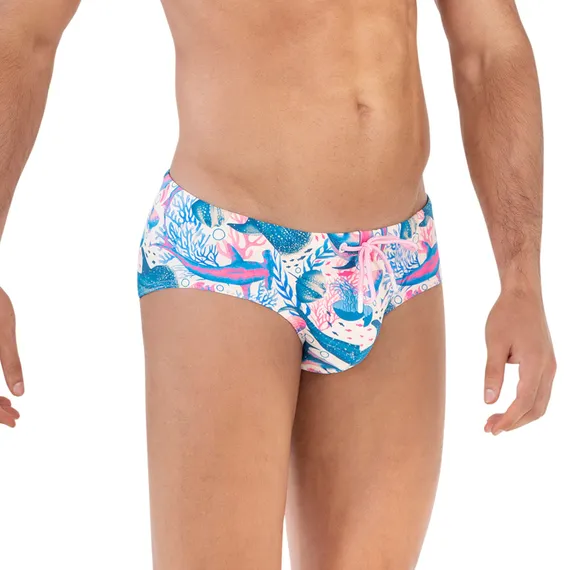 Мужские плавки голубые с принтом Clever Moda TIBU SWIMSUIT BRIEF 164506