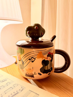 Кружка с крышкой и ложкой "Музыкальный лес"