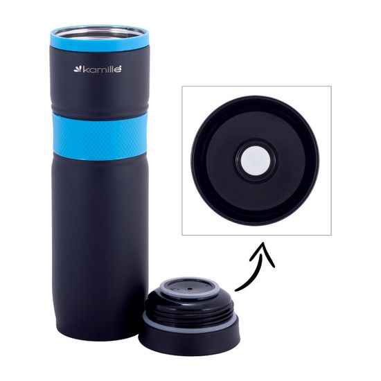 Термокружка 900 мл. из нержавеющей стали Kamille KM-2068 с TPR-вставкой