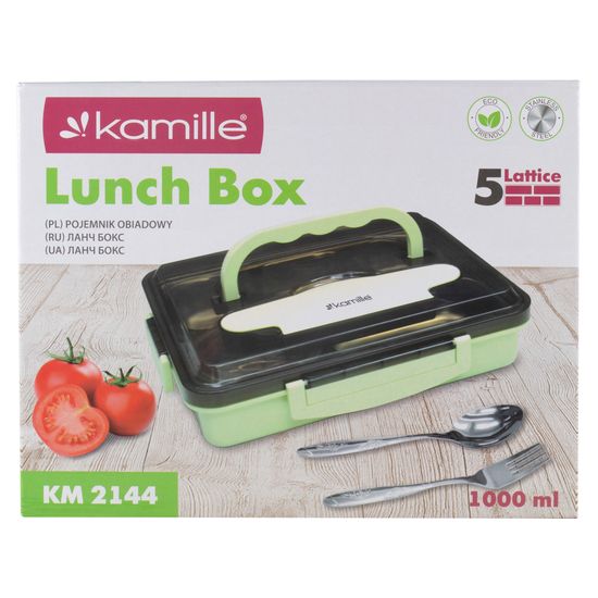 Ланч бокс 1000 мл. Kamille KM 2144 пластик, нержавеющая сталь