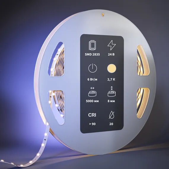 Светодиодная лента Ультра 24В 2835 6Вт/м 2700К 5м IP 20 201093 Led Strip 201093