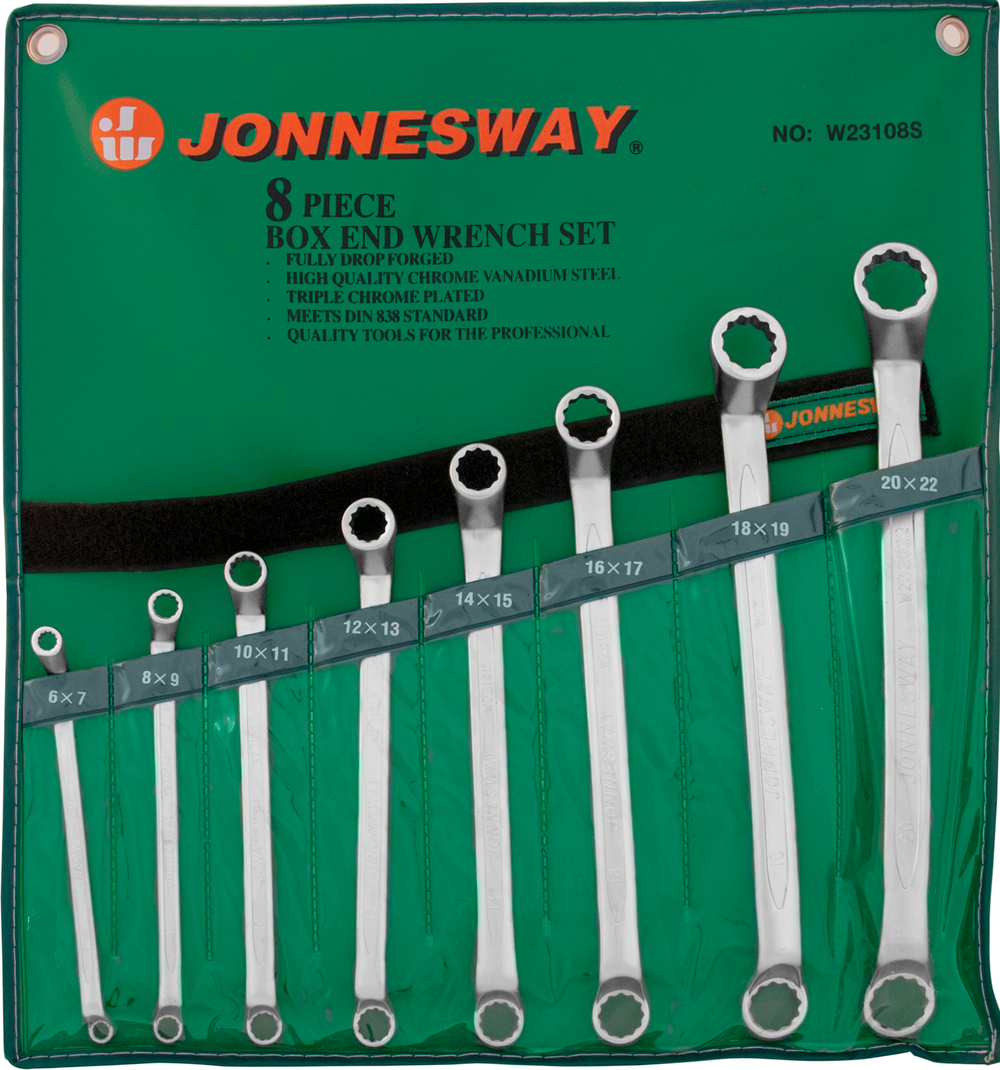 W23108S Набор ключей гаечных накидных изогнутых 75° в сумке, 6-22 мм, 8 предметов