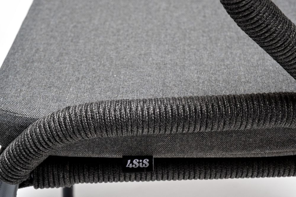 "Венето" обеденная группа на 6 персон со стульями "Милан", каркас темно-серый, роуп темно-серый