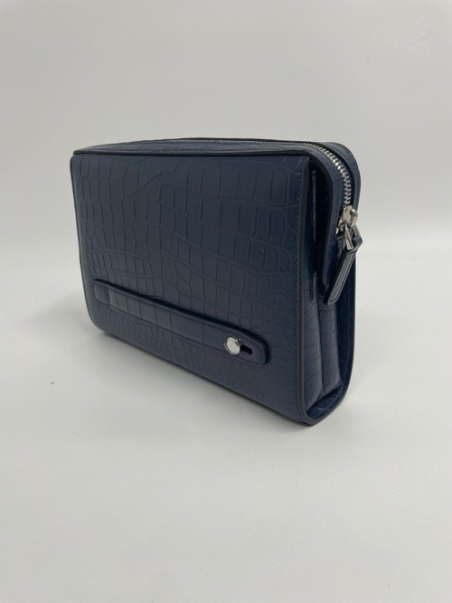 Клатч Hermes Crocodile Bleu Marine Palladium Hardware