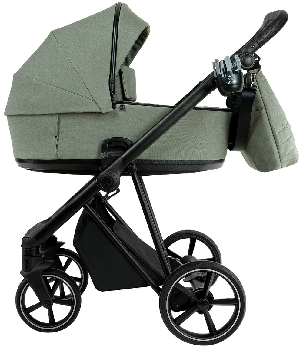 Детская коляска Roan Sol 2.0 3 в 1 с автокреслом Pituso Santiso Pro Black SLL/33/T Sage Green/Black/руч.Black
