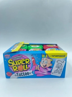 Жевательная резинка Super Roll Tattoo, жвачка с татуировкой