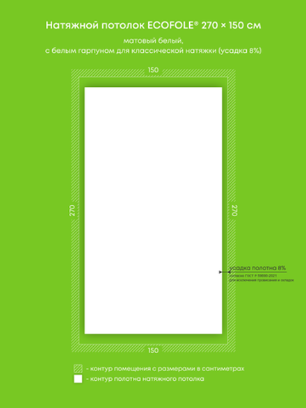 Матовый натяжной потолок 4.1 м2