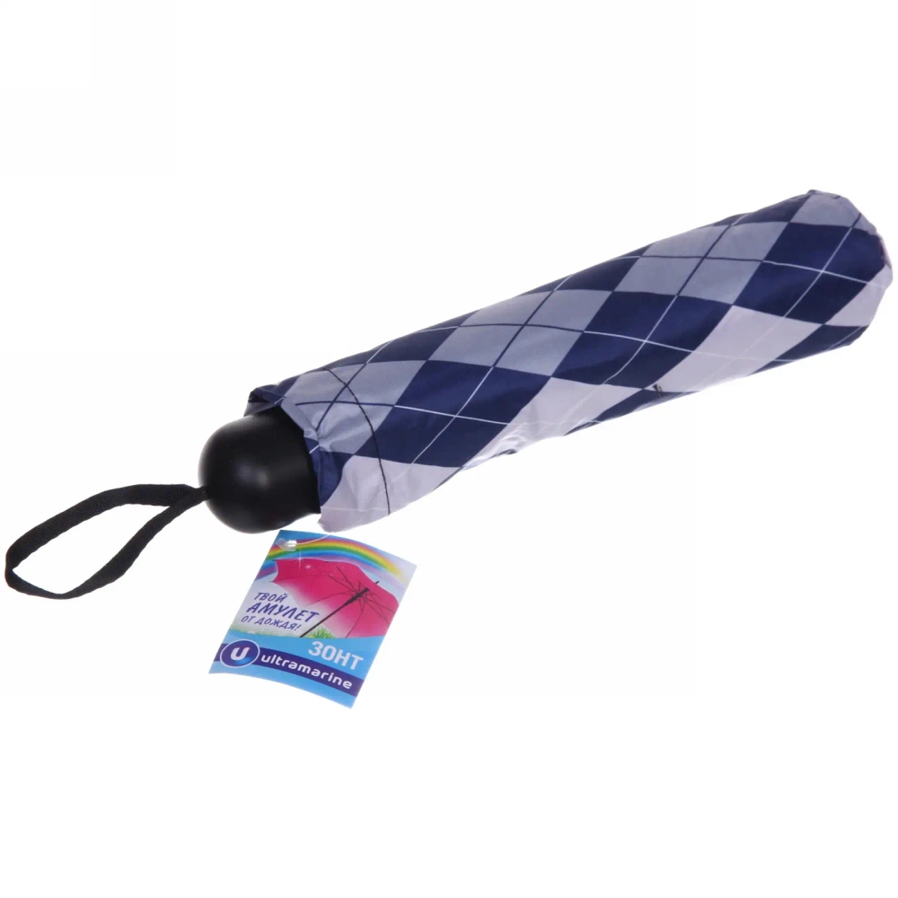 Зонт механический ветроустойчивый, матовая ручка «BESTzontik», белый ромбик, длина 25см, d-110см