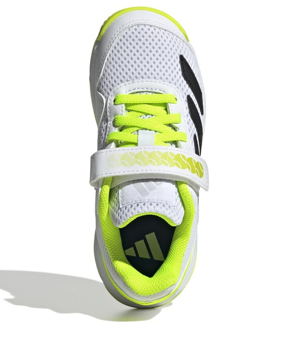 Детские теннисные кроссовки Adidas Courtflash K - cloud white/core black/lucid lemon