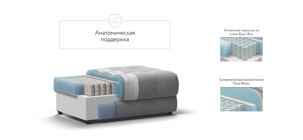 Босс пуф Велюр Монолит сталь