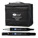 Маркер для скетчинга, двусторонние, Basir, на подставке, четырёхгранные, 14 мм, спиртовые, 60 шт