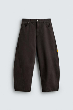 ZARA БРЮКИ BALLOON FIT С ДЕКОРАТИВНЫМИ ШВАМИ, КОРИЧНЕВЫЙ