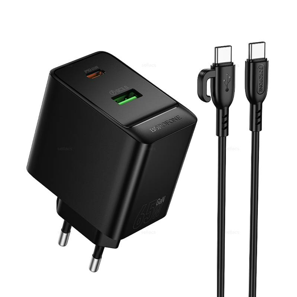 Borofone BAS17A Erudite PD65W(1C1A) зарядное устройство комленкт (Type-C) (black) (Краснодар склад)