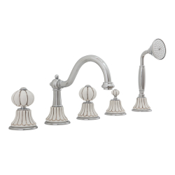 Купить смеситель на борт ванны на 5 отв. Migliore Olivia 19013 Белый/декор платина/хром