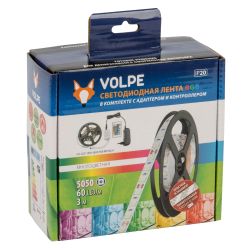 ULS-Q221 5050-60LED-m-IP20-3M-RGB RRP36C24 Комплект светодиодной ленты 3м. IP20. RGB. Адаптер 36Вт. Контроллер с пультом. TM Volpe.