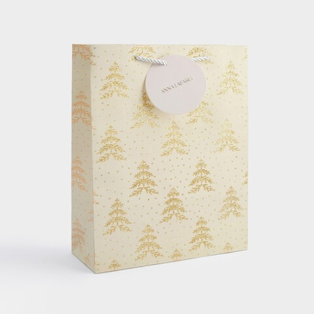 Пакет подарочный золотистые елки 26*32 см