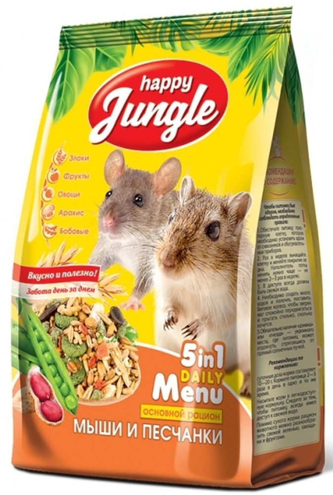 Корм Happy Jungle 5 в 1 Daily Menu для мышей и песчанок, 400 г