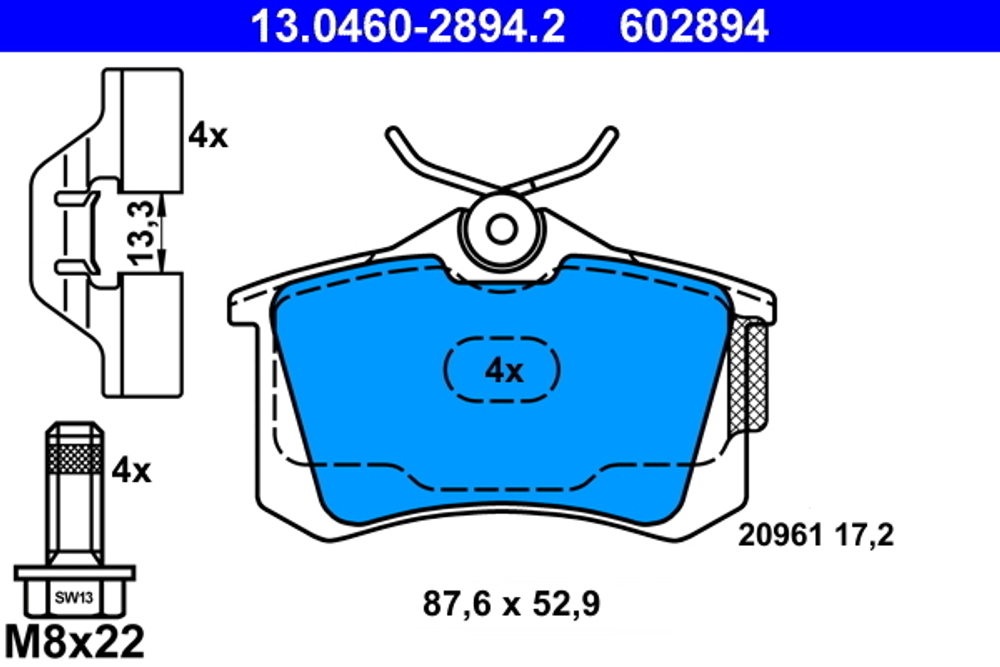 ATE - 13046028942-ATE - Brake Pad Set, disc brake