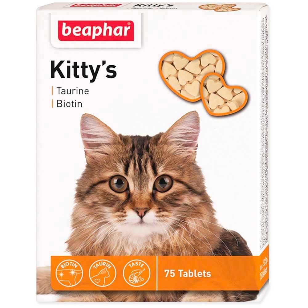 Лакомство &quot;Витаминки&quot; сердечки (таурин и биотин) 75 шт - для кошек (Beaphar Kitty&#39;s Taurine-Biotine)