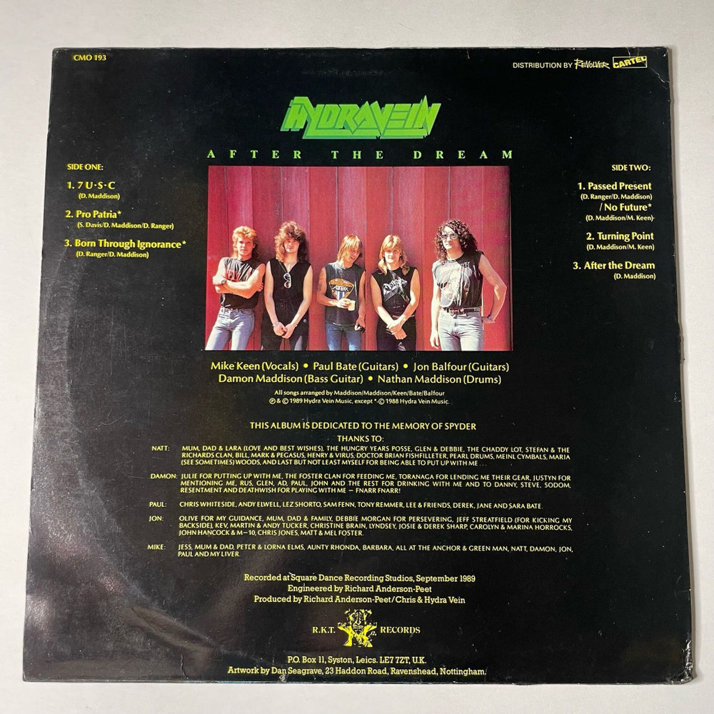 Винтажная виниловая пластинка LP Hydra Vein After The Dream (UK 1989)