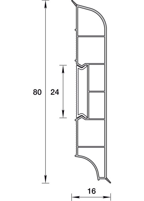 Плинтус ПВХ Идеал Дюра округлый 002 Светло-серый 80х16х2200 мм