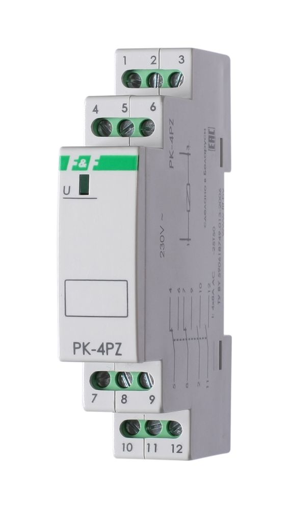 Реле промежуточное (электромагнитное) PK-4PZ-230 230В AC/DC 4х8А 2P 2Z IP20