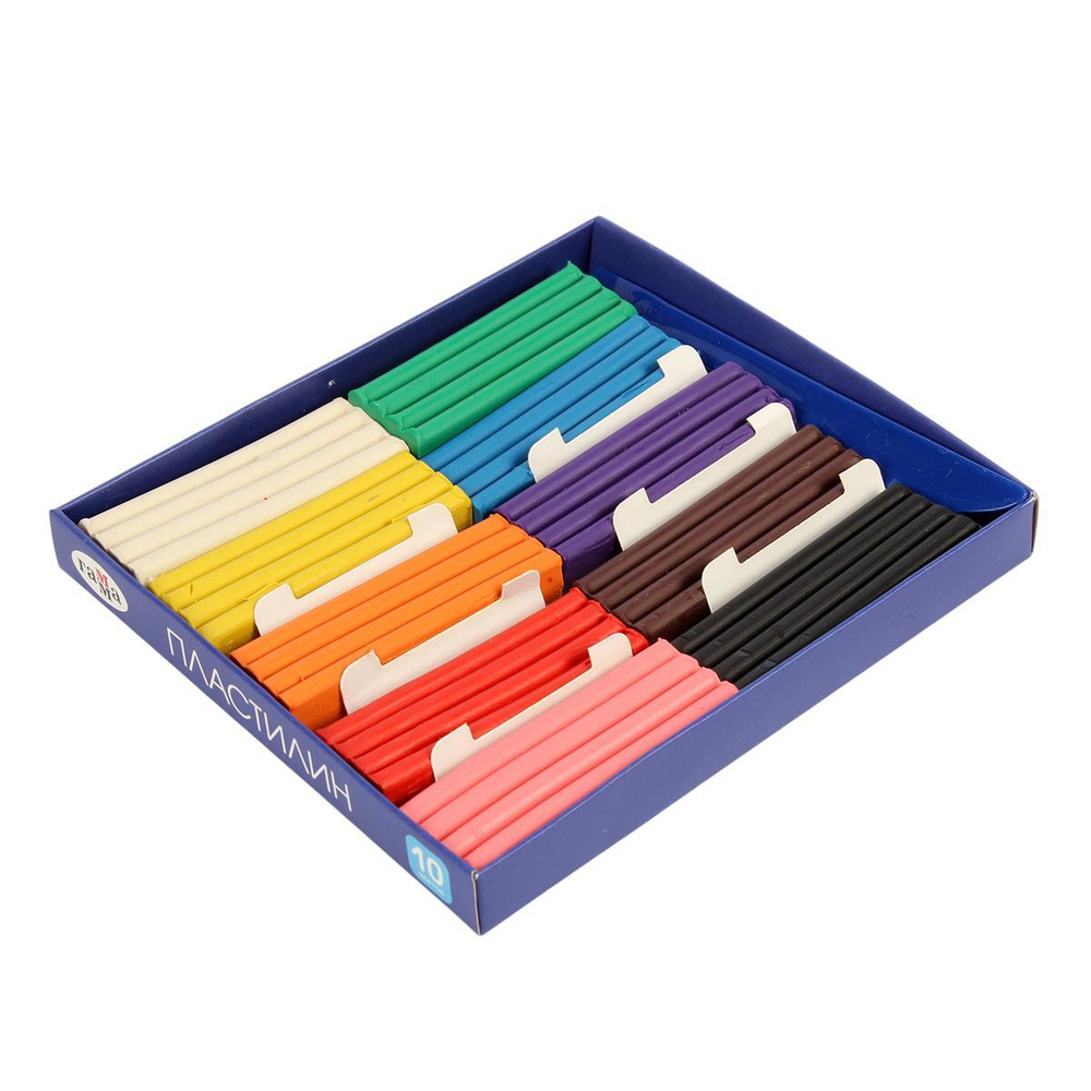 Пластилин "Классический" 10 цветов, 200 гр, со стеком (Гамма)