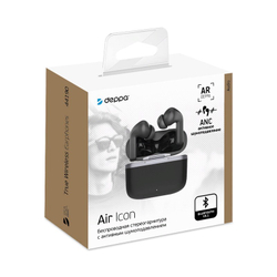 Bluetooth-гарнитура Deppa Air Icon TWS BT 5.1 (D-44190) с зарядным устройством 350 мАч Черный