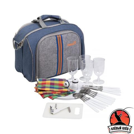 Набор для пикника на 4 персоны синий/серый (HS-425S-(4)BG) Helios