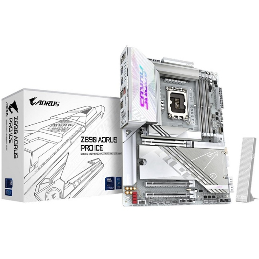 Материнская плата GIGABYTE Z890 AORUS PRO ICE (LGA1851/Z890/4xDDR5/3xPCI-Ex16/5xM.2/Wi-Fi/BT/GLAN/HDMI/2xUSB Type-C/ATX)