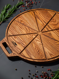 Доска для пиццы деревянная с ручками 35 см