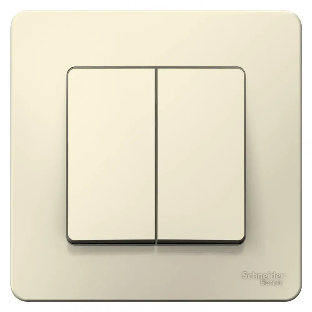 BLANCA С/У 2-клавишный ПЕРЕКЛЮЧАТЕЛЬ (cх.6+6), 10А, 250В, МОЛОЧНЫЙ