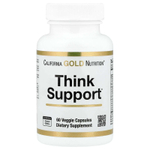 California Gold Nutrition, Think Support, с гинкго билоба, тюбетейкой, готу колой, бакопой и ферментами, 60 растительных капсул