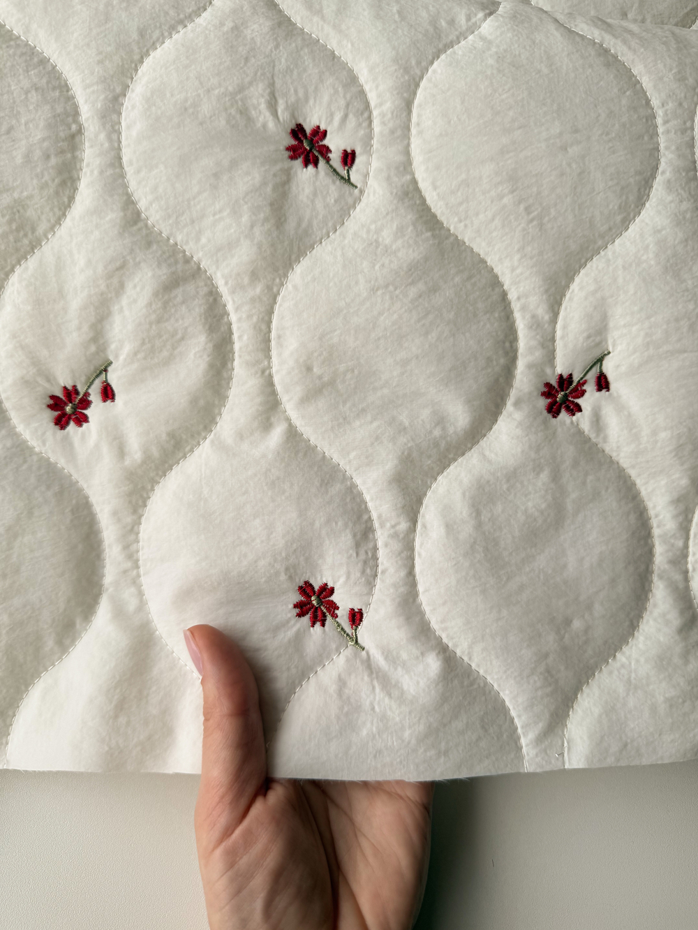 Курточная стежка Красные цветы