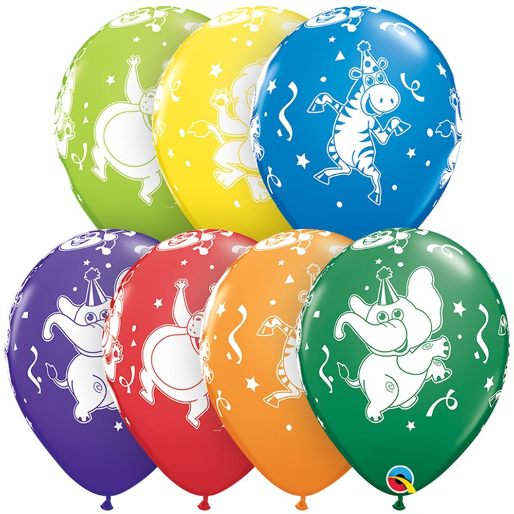 Шар латексный 28см Вечеринка зверей (Ассорти)