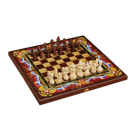 Саввина Подарочный набор игр шахматы, нарды, шашки с доской Патриот