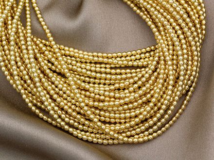 Нить гематитовых бусин 2мм, ярко-желтое золото