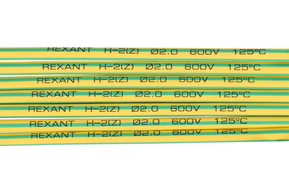 Термоусаживаемая трубка REXANT 2,0/1,0 мм, желто-зеленая, 50 шт. по 1 м 20-2007