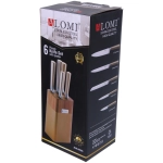 Набор ножей «SHEF» 6предметов (5ножей+подставка), золотая ручка