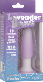 Сиреневая анальная пробка Slender Probe с вибрацией - 11,5 см. (Цвет: фиолетовый)