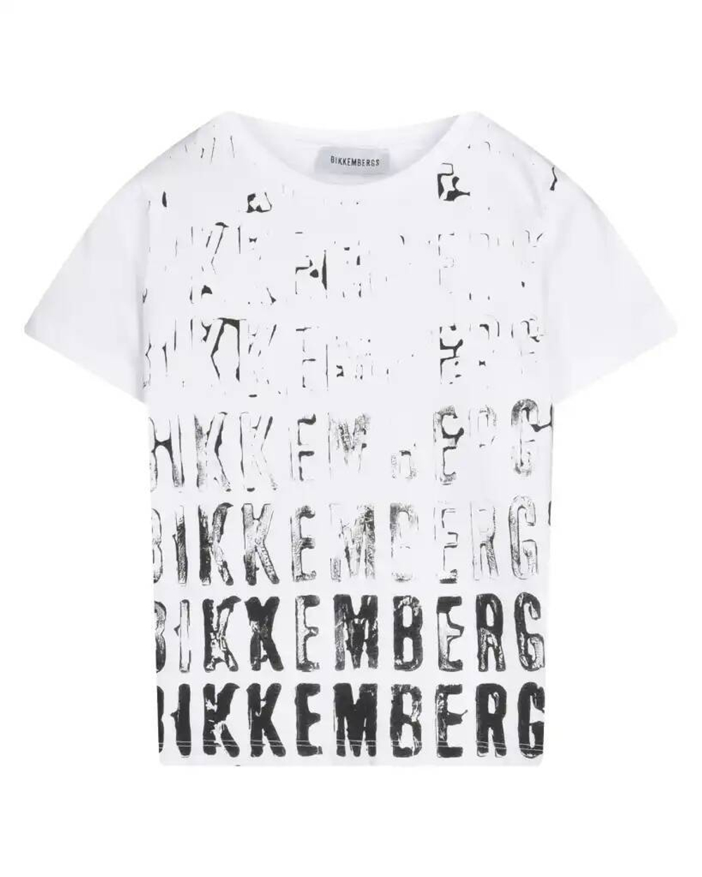 Футболка BIKKEMBERGS Белый/Термопринт: черные надписи-логотипы Мальчик