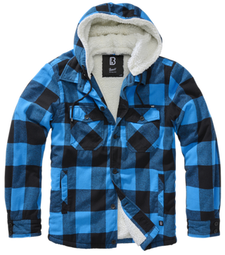 Brandit LUMBER JACKET HOODED black/blue