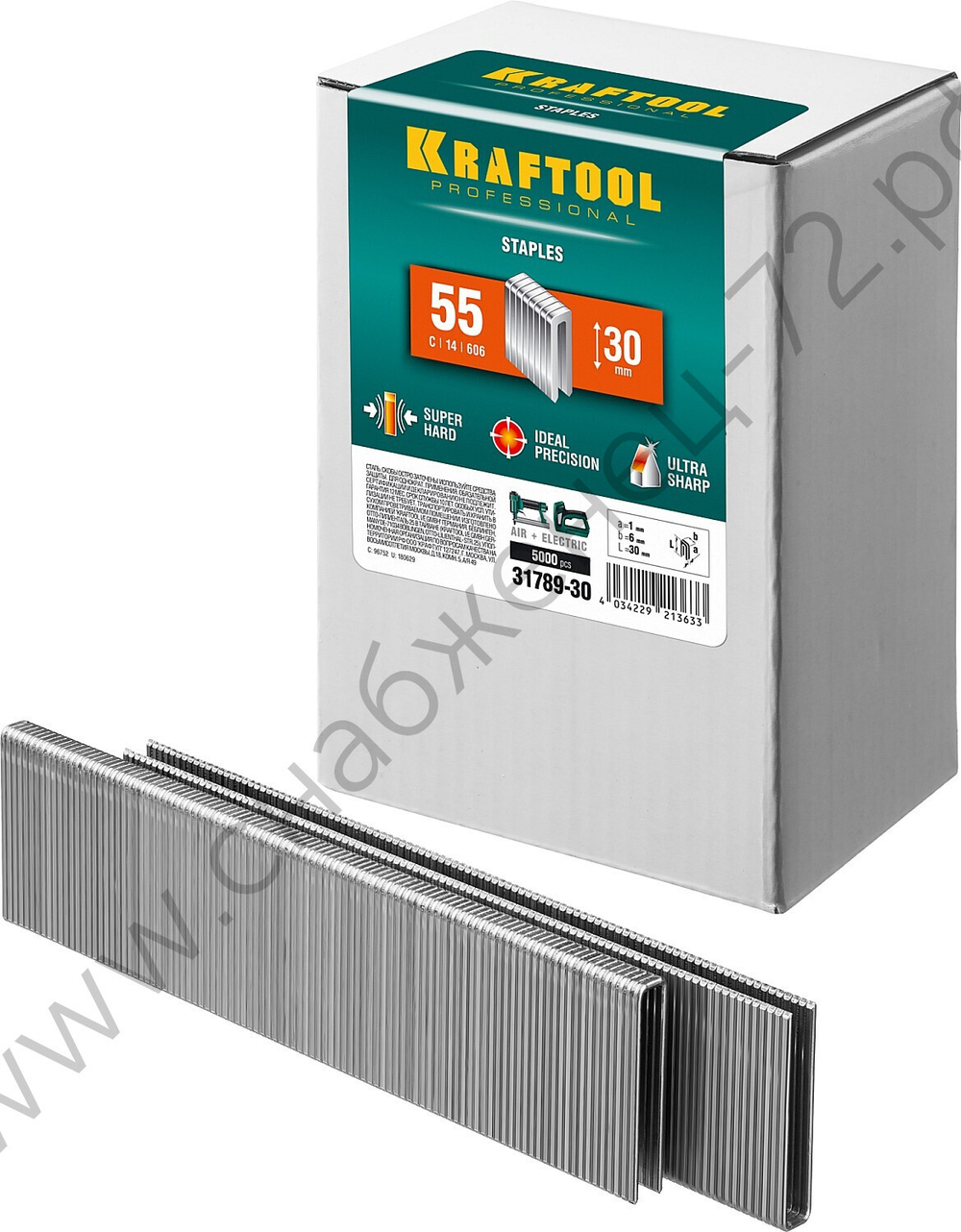 KRAFTOOL тип 18GA (55 / 90 / C) 30 мм, 5000 шт, скобы для степлера (31789-30)
