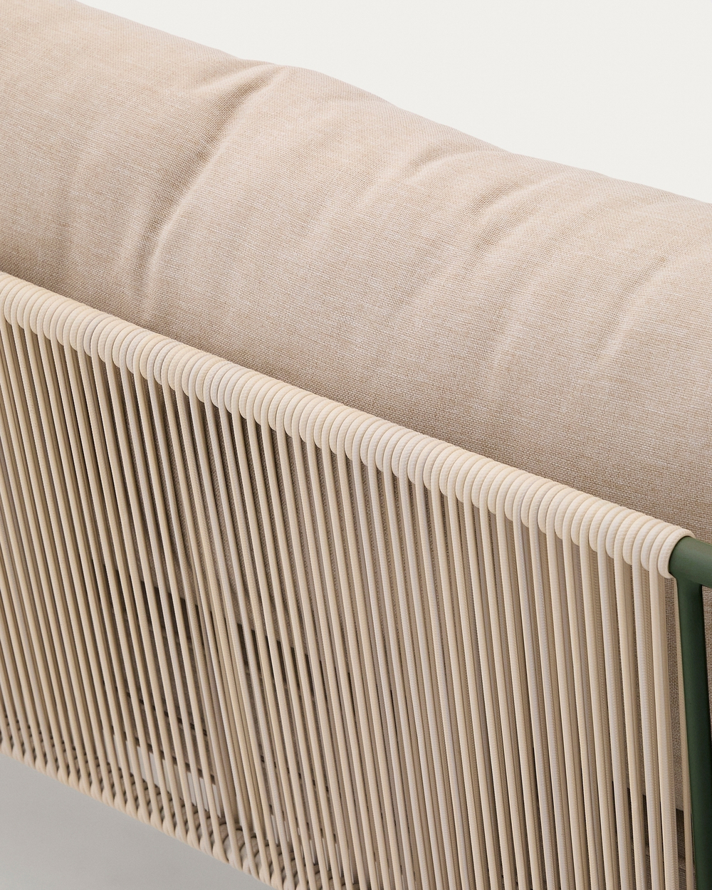 Уличный 2-х местный диван Zivia из веревки цвета экрю и стали зеленого цвета