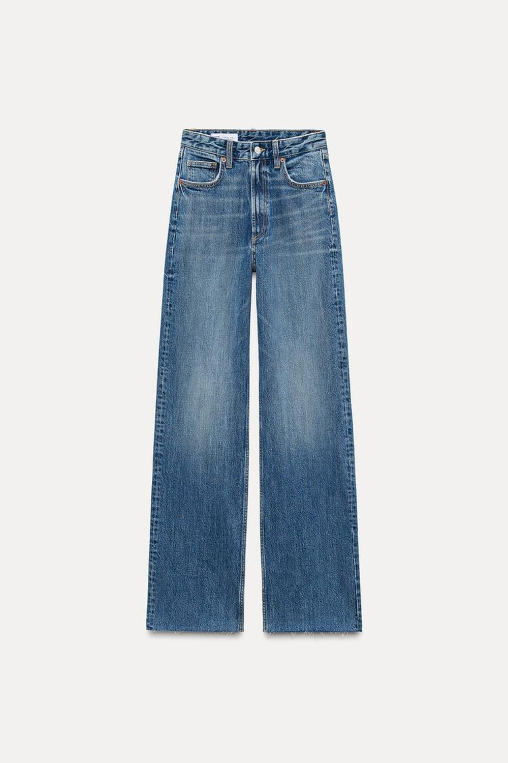 ZARA ДЖИНСЫ С ВЫСОКОЙ ПОСАДКОЙ TRF WIDE LEG, СИНИЙ