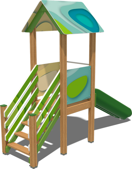 Детский городок Тверь (стойки дуб, паттерн Papercut)