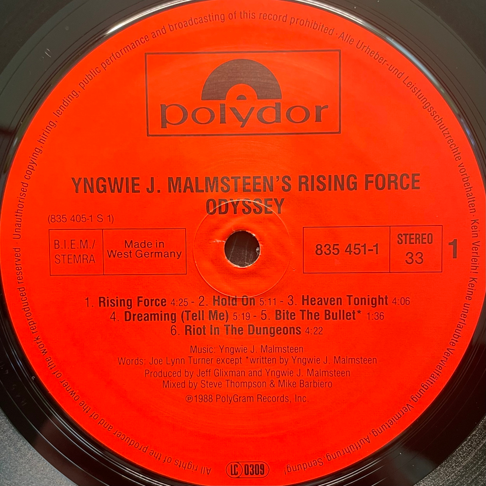 Yngwie J. Malmsteen's Rising Force ‎– Odyssey (Германия 1988г.)