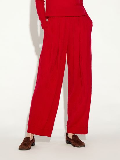 Женские брюки красного цвета из 100% шерсти - фото 3