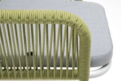 "Лион" стул плетеный из роупа, каркас из стали светло-серый (RAL7035) муар, роуп салатовый меланж круглый, ткань светло-серая