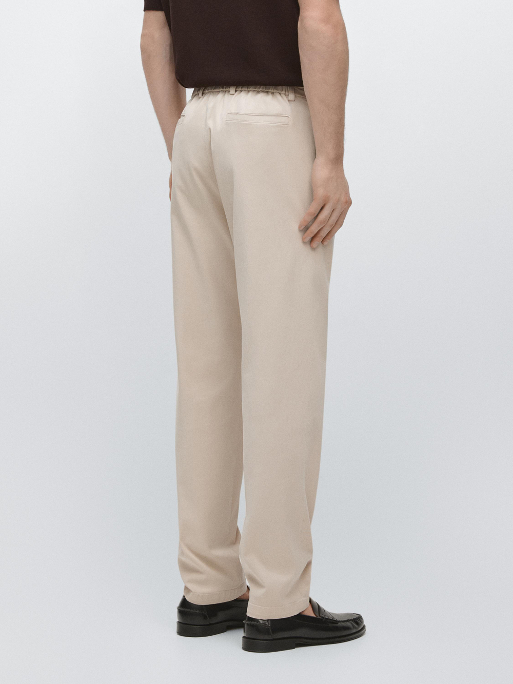 Massimo Dutti Брюки-джоггеры из смесовой хлопковой ткани, бежевый